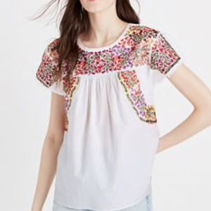 Madewell embroidered springtime top xxs